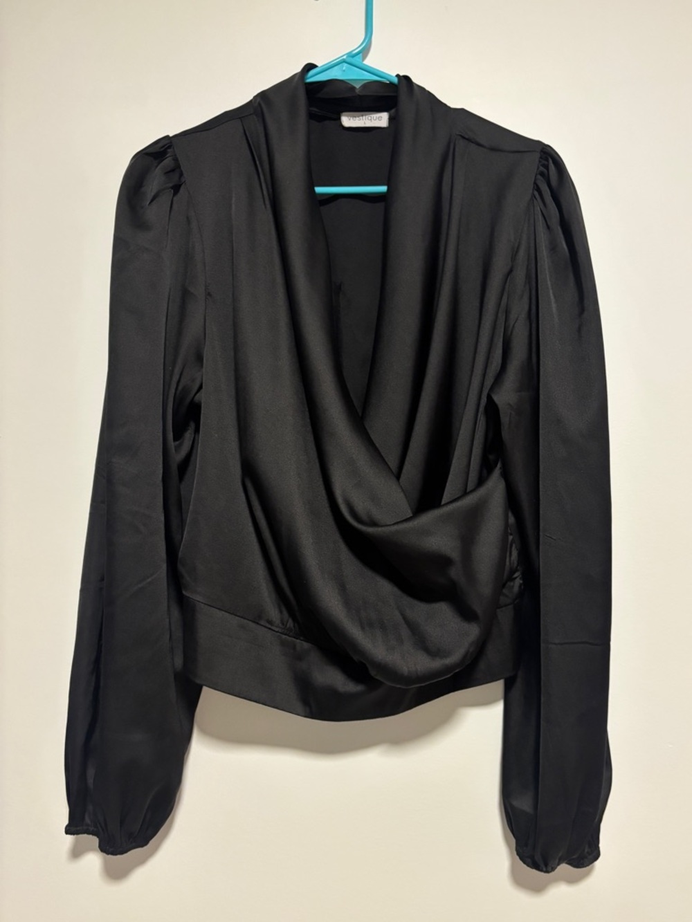 Black Silk Wrap Top